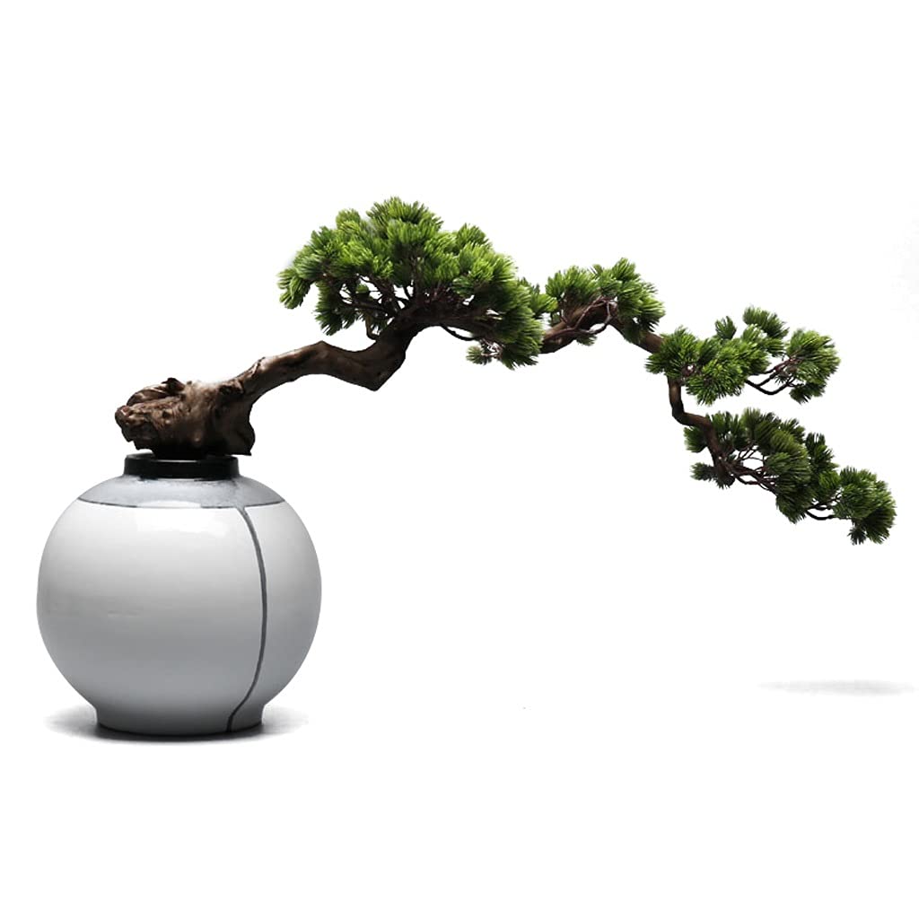 MYUYEE Tree Fake Plant Simulation Zen Welcoming Pine Ceramic Ornaments, Artificial Green Plants And Dead Trees Bonsai Ornaments For Tea Room Study Front Desk Potted Tree Artificial