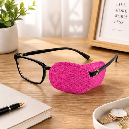 2 Pcs Eye Patches for Glasses, Lazy Eye Patch for Adults and Kids, Soft Medical Eye Cover for Left or Right Eye, Treatment for Amblyopia, Strabismus, Weak Eye and Vision Training, Red, 2 — 사진 4