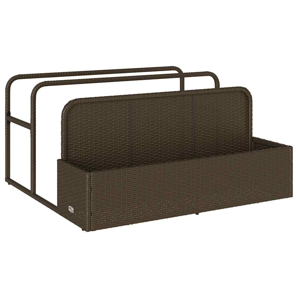 Pool Aufbewahrungsbox Braun 43.31x39.37x22.44 Zoll Poly Rattan mit Fächern Garten Truhe für Poolzubehör Spielzeug Handtücher