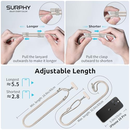 Image of SURPHY Phone Lanyard Crossbody, Phone Strap Crossbody with 2 Tether Tabs