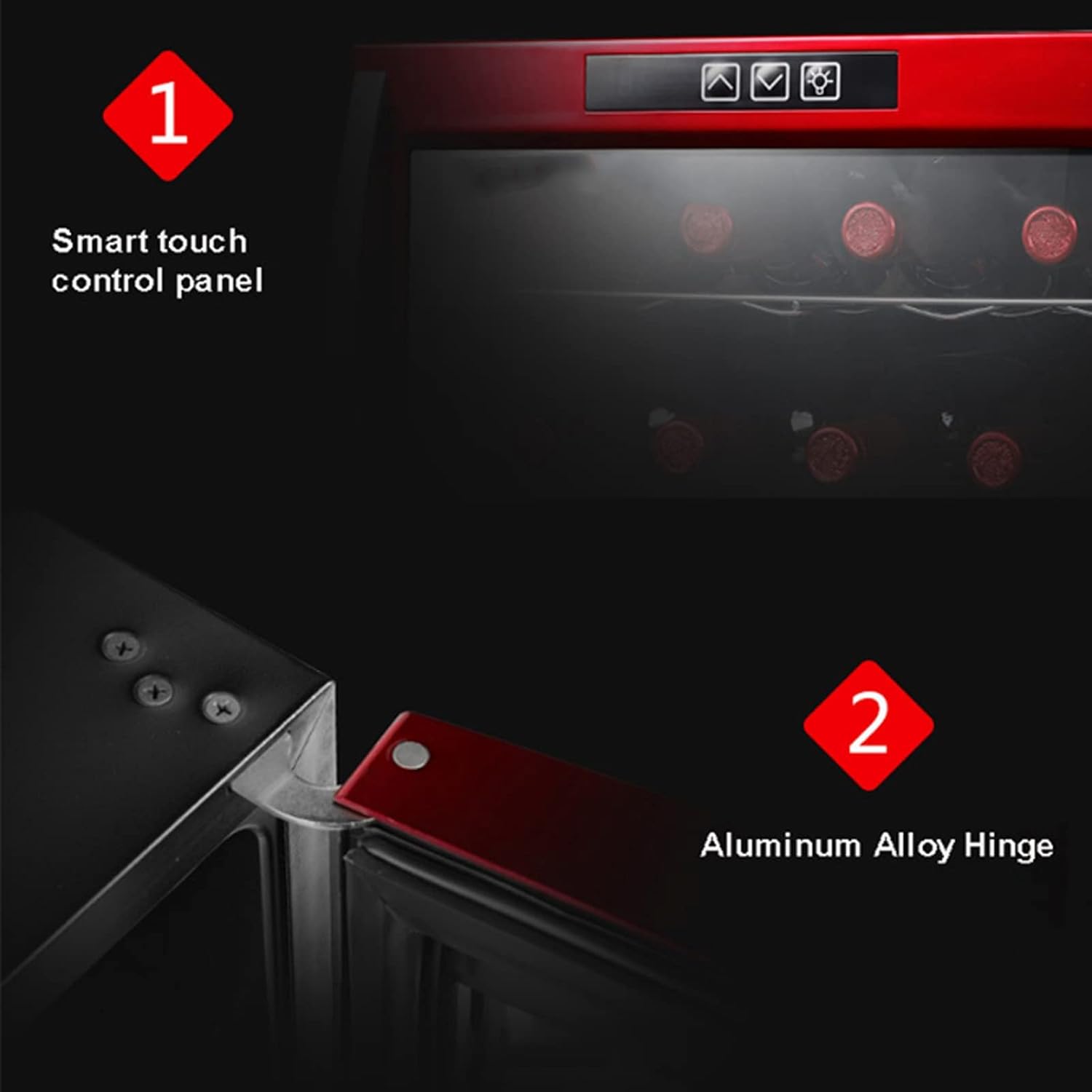 8 Bottle Wine Cooler Refrigerator - White Red Wine Fridge Chiller Countertop Wine Cooler - Freestanding Compact Mini Wine Fridge 8 Bottle W/Digital Control, Clear Front Glass Door