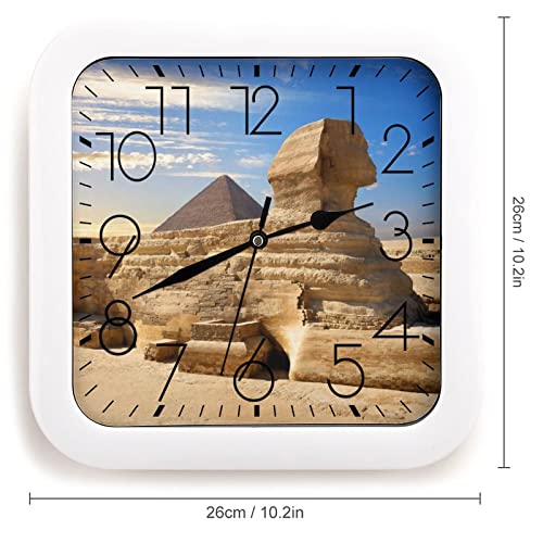 Horloge Murale Carrée Égypte 26x26cm Décorative à Grands Chiffres - 3