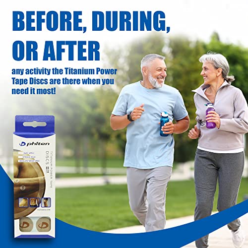 Phiten Titanium Power Tape Discs - Round Disc Shaped Water-Resistant Athletic Tape For Muscle, Knee, Elbow, Shoulder, And Joint Support - Professional Sports Therapeutic Athletic Tape - 70 Pieces #TOP3