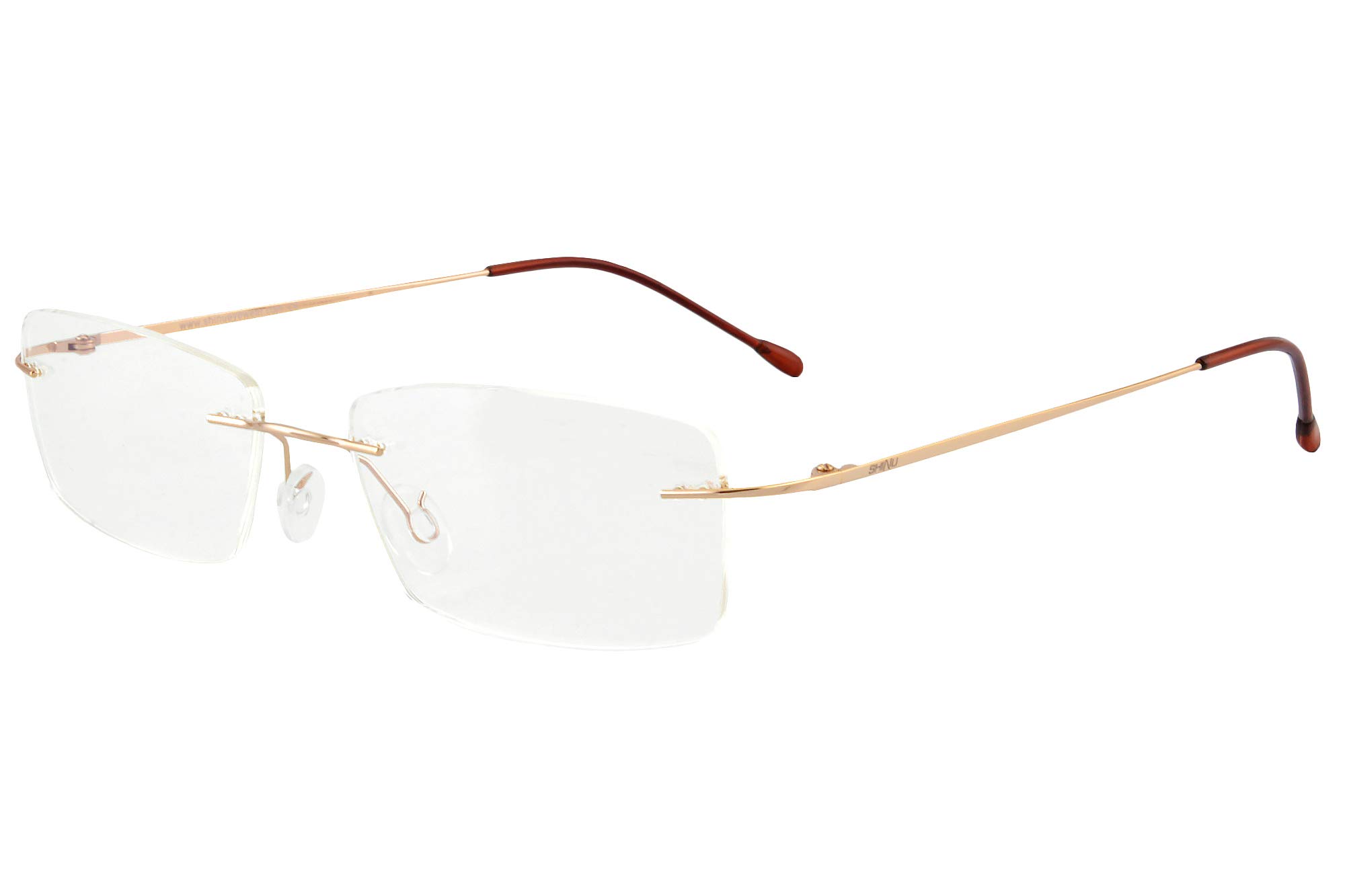 SHINU MR-7 Blaulichtfilter Kundenspezifische kurzsichtige Brille Titanium Rimless Frame-NS1025