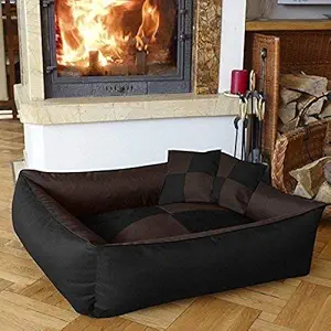 Mellifluous Reversible Supersoft Dual Color Velvet Pet Cat Dog Bed (S, Brown-Black)