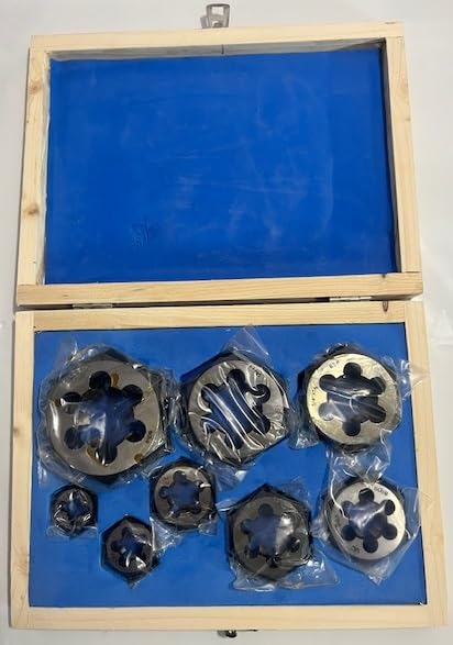 BSP Hex Die Nut Set 8 Pcs Cartbon Steel 1/8" 1/4" 3/8" 1/2" 5/8" 3/4" 7/8" 1"