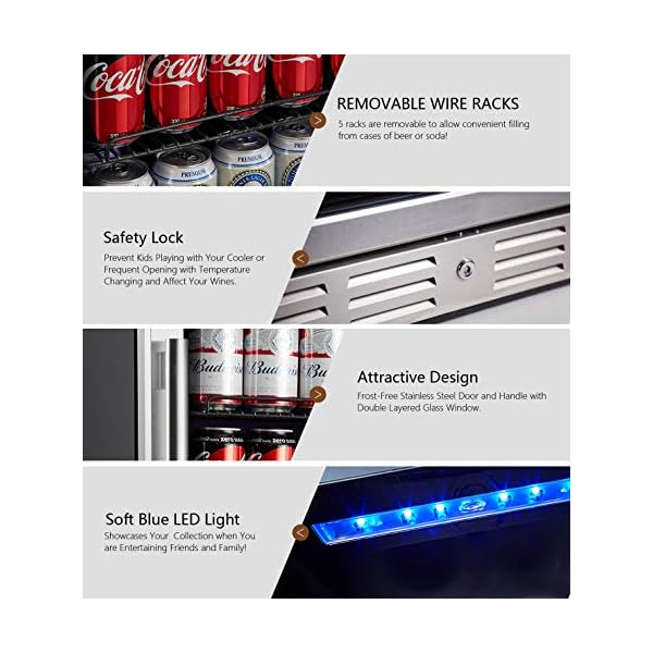 Kalamera 24 inch Beverage Refrigerator 154 Cans Capacity Beverage