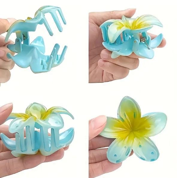 Beautiful Super Bright Multicolor Hair Clips for Women Girls Accessory Strong Non Slip Perfect Hold Thick Hair Long Decorative Floral Cute Set of 3