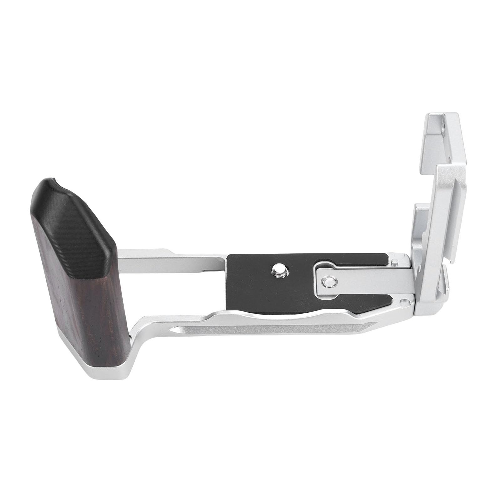 Soporte de placa en L para X-T5, diseño ergonómico ligero para vlogging y fotografía, hecho de aleación de aluminio y palisandro (plata)