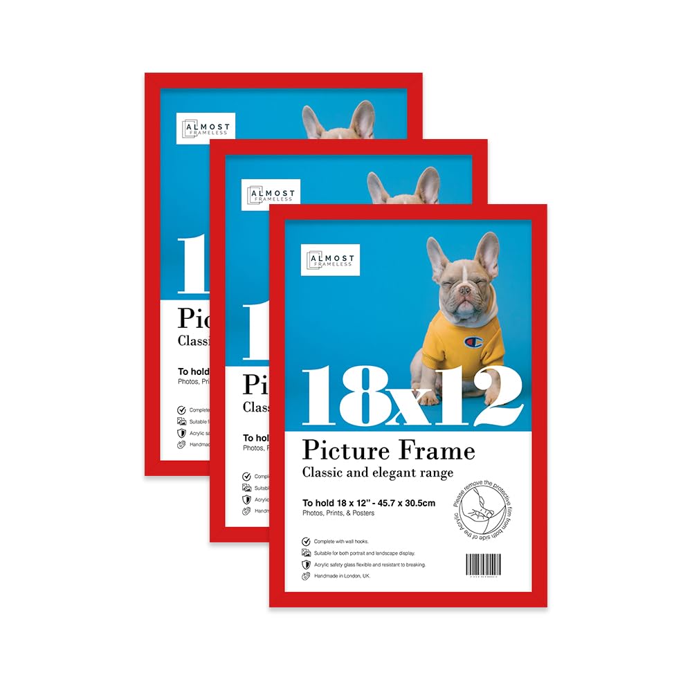 Almost Frameless 18x12 Red Picture Frame Set of 3, Display 18x12 Picture Gallery Wall, Poster, Photo, Artwork, or Print, Yellow โ image 1
