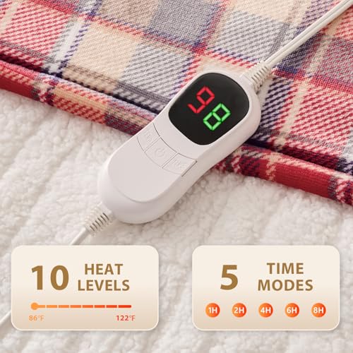 Image of Homemate Electric Blanket Heated Throw - 50x60 Ultra Soft Cozy Flannel Heating Blanket with 10 Fast Heat Levels 8 Hours Auto Off Over-Heated Protection ETL Certification Keep Warm in Home Office