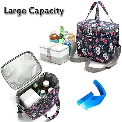 SAMERIO Lunch Bags for Women Insulated Lunch Box for Girls Adults Student Cooler Lunch Tote Bag with Adjustable Shoulder Strap and Front Pocket Perfect for School Office Work Picnic