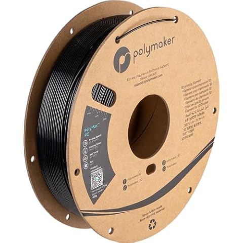 Polymaker Polymax Tough PC Filament 1.75mm, Black Polycarbonate Filament 1.75mm 750g Cardboard Spool - PC Filament 3D Printer Polycarbonate Filament PC, Tough & High Heat Resistant Black PC Filament Cover