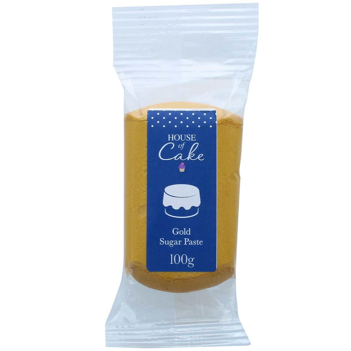 House of Cake Metallic Gold Edible Sugar Paste, Fondant Icing for Modelling, Marbling, Lettering, & Creating Shapes, Add a Shiny Smooth Finish to Cakes & Cupcakes - Gold 100g