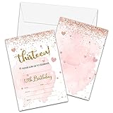 ZIIUFRN 13th Birthday Party Invitations, Blush Watercolor Invitations With Envelopes(4' X 6'),Rose Gold Foil Teens Fill-In Birthday Party Personalized Invites For Boys & Girls-a02