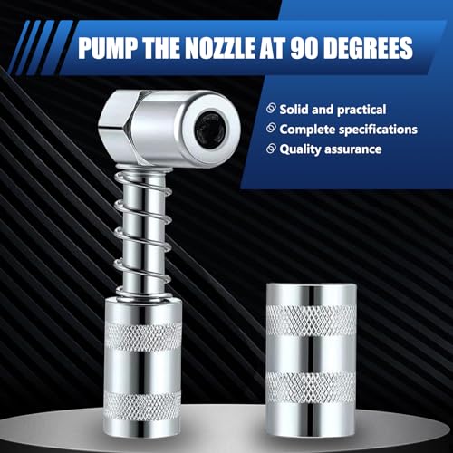Image of 2 PCS Car Grease Nozzle Adapter, 1.3 inch x 3.04 inch 1 /8NPT 90 Degree Stainless Steel Waterproof Vehicle Coupler Grease Installation Tool with Sleeve, Small Space Auto Coupler Accessory (Silver)