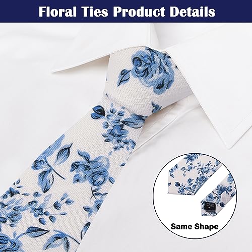 Image of Mantieqingway Men's Cotton Floral Neck Tie 2.56'' Printed Skinny Tie
