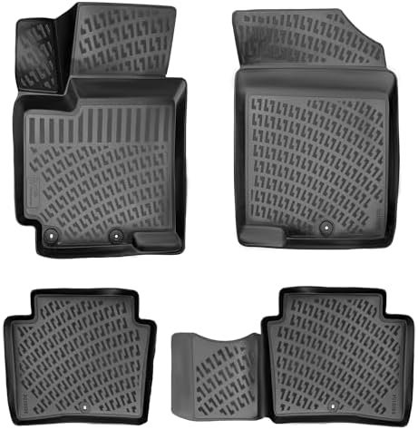 Hyundai Accent 2012-2017 Floor Mats Custom Fit Rubber 3D Car Mats Laser Measured Floor Liners All Weather Heavy Duty Waterproof Odorless Non-Slip TPE (Front & Rear, Black)