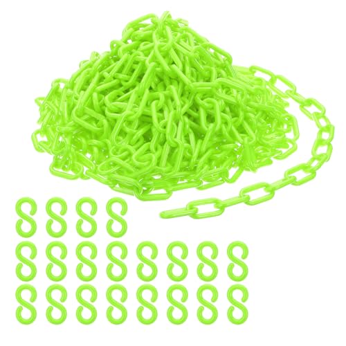 PATIKIL Absperrkette Kunststoff Kettenglieder, 45 Fuß Kunststoffkette, grüne Sicherheitsketten Große Warnkette für Warnsicherheit Personenkontrolle, Warteschlangen, Parkplätze, Zäune