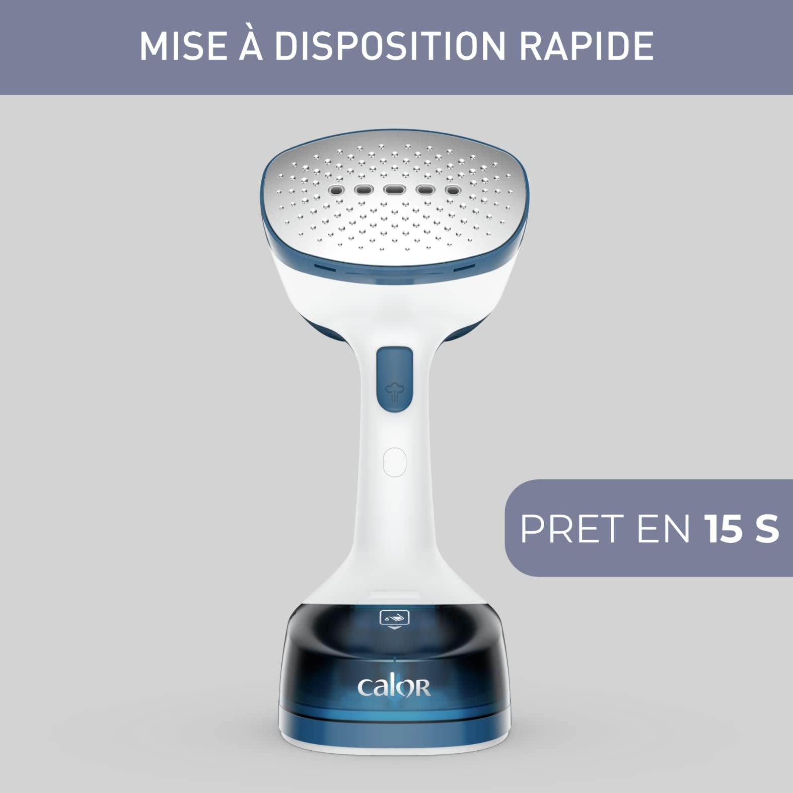 Calor Access Steam Easy Défroisseur vapeur, 1400 W, Débit vapeur 25 g/min, Temps de chauffe 15 secondes, Brosses microfibre anti-poussière, tissus épais, tissus délicats, Crochet porte, Bleu DT7170C0