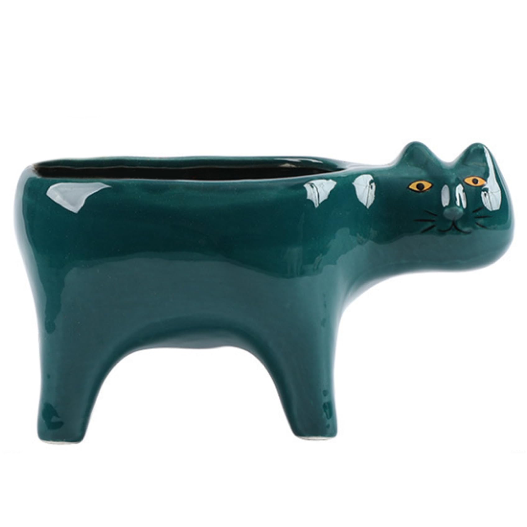 Wedhapy Green Bonsai Pot, Ceramic Cat Planter,Cat Resin Succulent Planter Pots For House Plants Mini Cartoon Cat Plant Pot, Cute Animal Planter, Cactus Succulent Pot For Home Office Desk Windowsill Decor