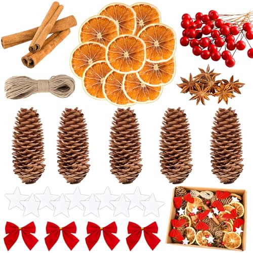 119 Stück Weihnachtsdeko Adventskranz Deko Set, Natur Bastel...