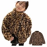 [XIN YE] ボアコート キッズ ブルゾン ジャケット ヒョウ柄 子供服 おしゃれ ボアブルゾン 立ち襟 ボア もこもこ ミドル丈 防寒 シンプル 女の子 もこもこ ボアコート 男の子 上着 ベビー アウター 厚手 暖かい おしゃれ