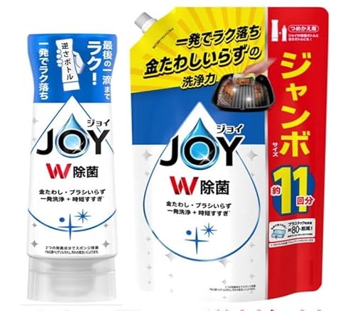 【まとめ買い】 ジョイ W除菌 食器用洗剤 さわやか微香 (逆さボトル290ml+詰替1425ml)