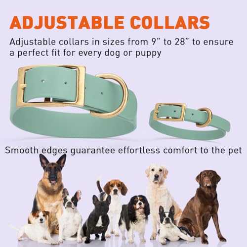 Image of Viper Biothane Heavy Duty Waterproof Dog Collar Strong Coated Nylon Webbing w /Solid Brass Hardware Odor-Proof Easy to Clean High Performance Fits Small Medium or Large Dogs, Sage Green
