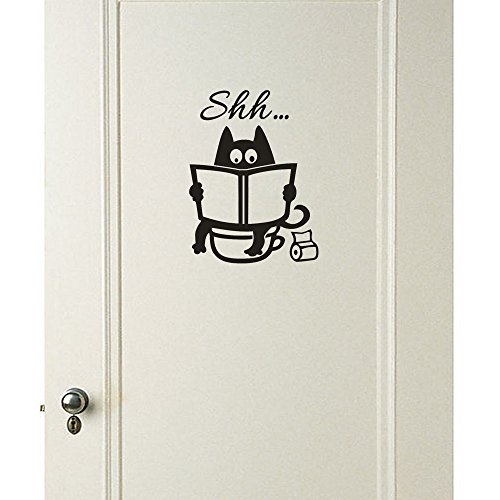 Stickers Muraux Chambre Salon Cuisine Citations Toilette Chat Cartoon Deco Amovible Mur Tv Sticker Murals (20cm x 14cm)