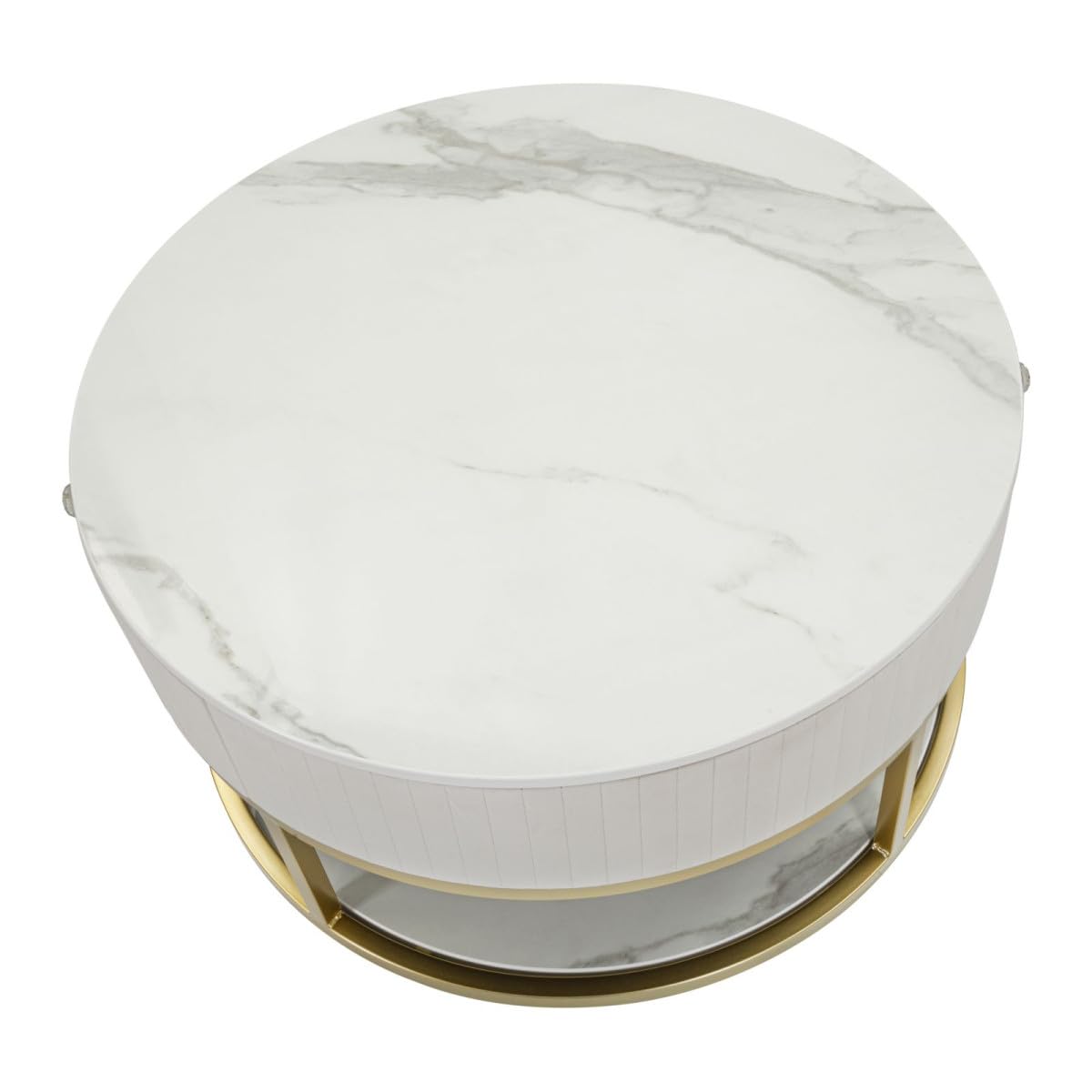 Paris Prix Table Basse Effet Marbre Montpellier 75cm Crème & Or