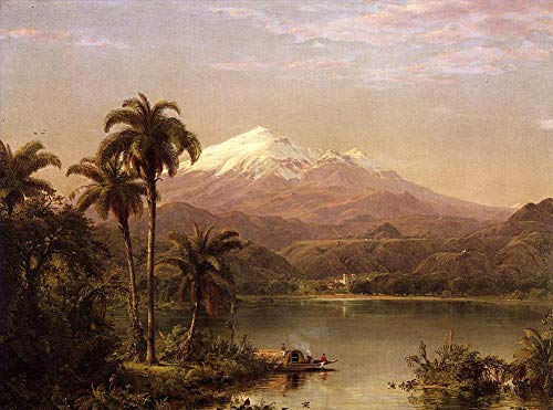 Peinture à l'huile sur toile paysage église Frederic Edwin