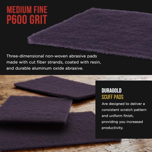 Image of Dura-Gold Premium 6 inch x 9 inch Purple Medium Fine 600 Grit General Purpose Scuff Pads, Box of 10 - Scuffing, Scouring, Sanding, Cleaning, Blend Prep, Surface Adhesion Preparation - Automotive Auto Body