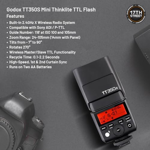 Sigma 24-70mm f2.8 DG DN II Art Lens Sony E, Full Frame Format, Six SLD Elements, Rounded 11-Blade, Godox Flash TT350S Mini, 64GB Extreme PRO Memory Card & Waith Cleaning Cloth (Bundle Set)