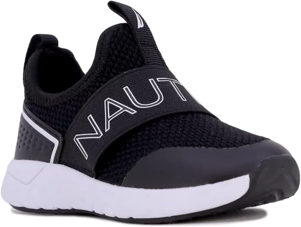 Nautica Kids Boys Fashion Sneaker Slip-On Athletic Running Shoe for Toddler and Little Kids, Black/White, 5 - Image 5