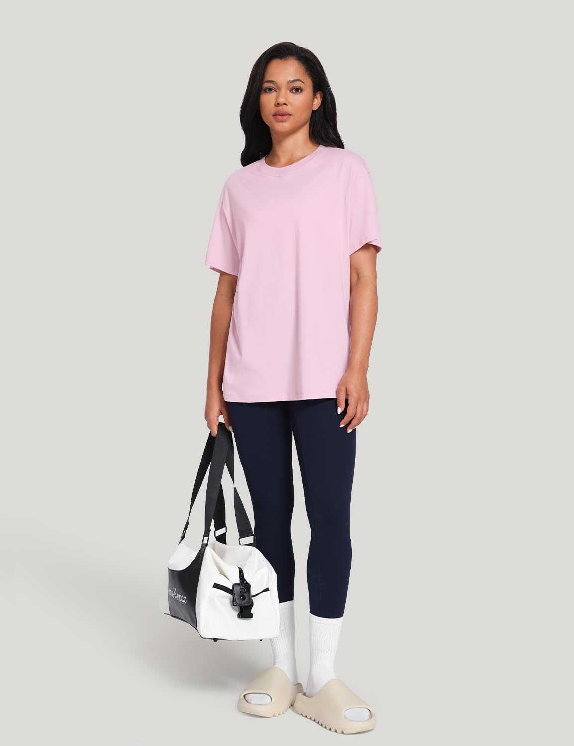 HeyNuts Women's Pima Cotton Short Sleeve Shirts Workout Basic Tee Casual Crew Neck T-Shirts Loose Tops - Image 6