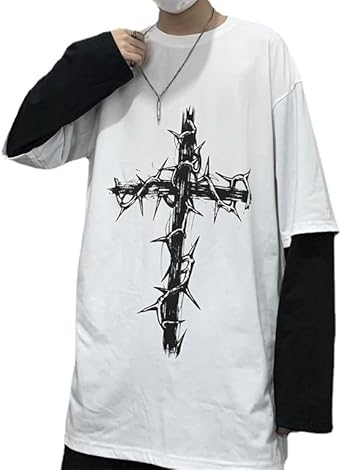 Amazon.com: Tyadorw Unisex Goth Shirt Y2K Skeleton Shirt Long