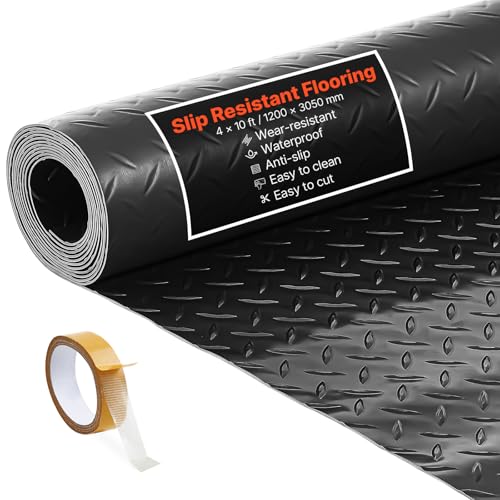 VEVOR Tapis Sol Garage 1,2 x 3,05 m Rouleau Revêtement de Sol Garage en PVC Antidérapant Épaisseur à Motif 2,2 mm avec Ruban Adhésif Double Face pour...