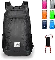Mochila de caminhada, ultraleve de 20 L, impermeável, dobrável, esportiva, leve, impermeável, adequada para piquenique e acampamento ao ar livre, Cor Preto