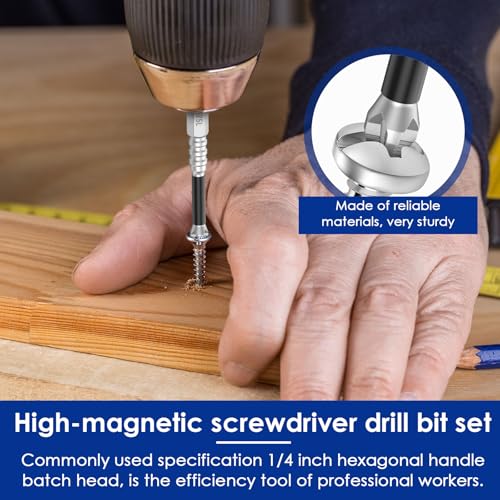 Image of 18Pcs High Magnetic Screwdriver Drill Bit Set, Impact Resistant Non Slip Bit, Strong Magnetic Durability Screwdriver Bits for Electric Screwdrivers Rusted Screws, 25 50 65 70 75 90 100 120 150mm