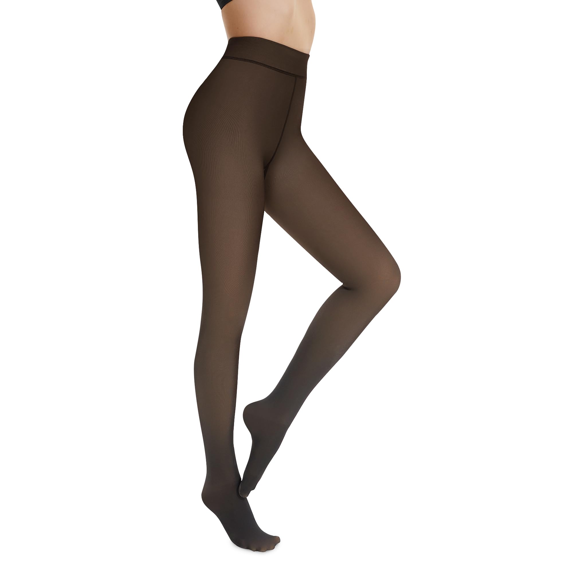 Fleece Lined Tights for Women Fake Translucent Pantyhose Black Stretch Sheer Thick Tights Ladies Thermal Leggings Winter Warm Stocking