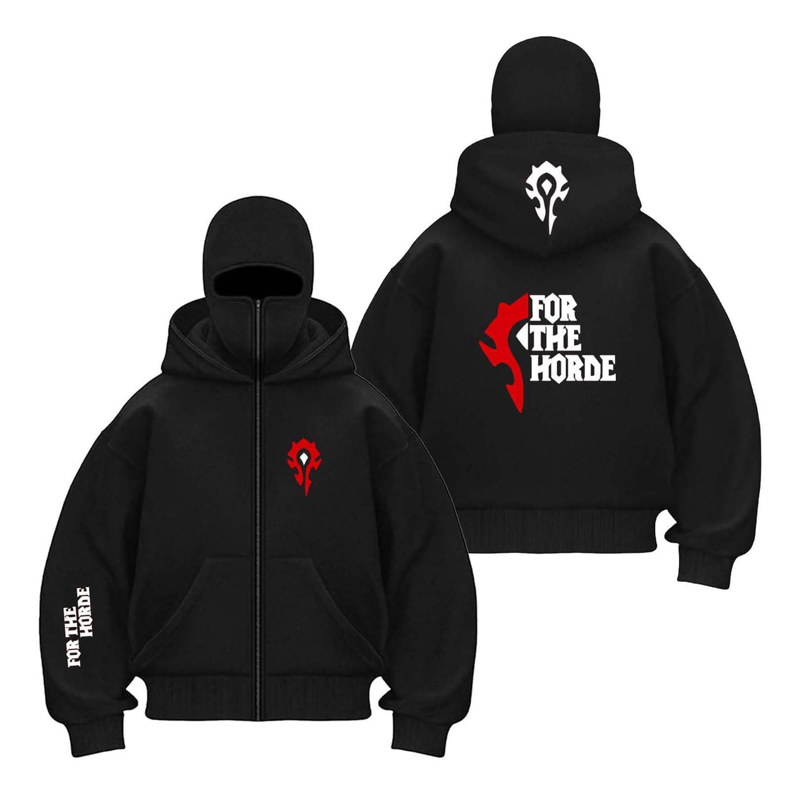 Uzvkavjp Men's Heis Zipper Balaclava Hoodies Activewear Fo.r The H.or.d.e Print Tops Hoody Training Coats Long Sleeve Sweatshirt Hooded Jackets Patchwork Outwear-||M