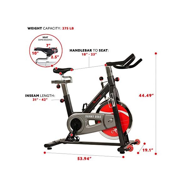 Sunny-Health-Fitness-Indoor-Cycling-Exercise-Bike-with-Heavy-49-LB-Chrome-Flywheel-SF-B1002C Sunny Health & Fitness Indoor Cycling Exercise Bike with Heavy-Duty 49 LB Chrome Flywheel, Stationary Bike with Customizable Comfort with 275 LBS. Max Weight - SF-B1002