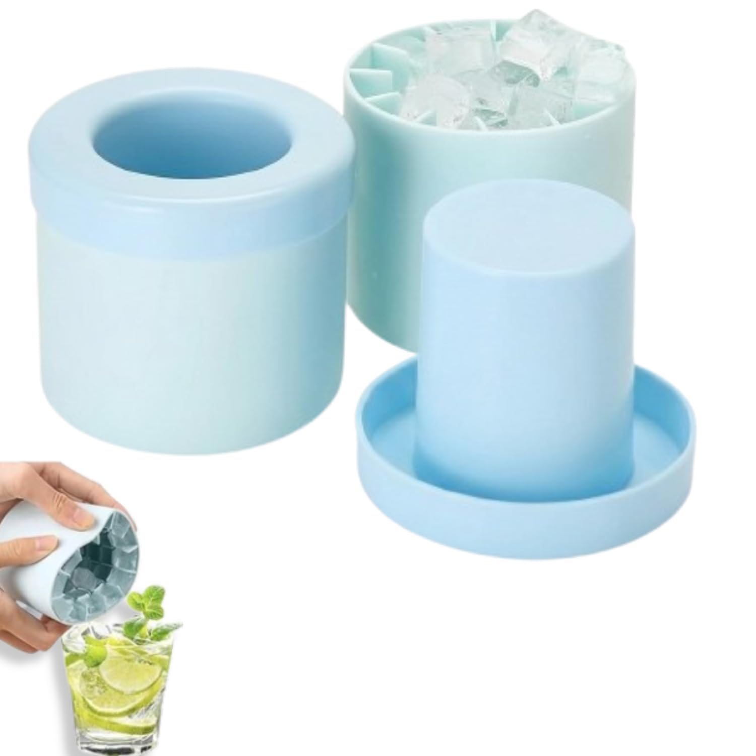 Khanak Cylinder Silicone Ice Cube Molds, Holds to 60 Ice Cubes, Decompress Ice Lattice Ice Cube Trays 3D Ice Maker Cup Press Type Easy Release Ice Cube Cup (1)