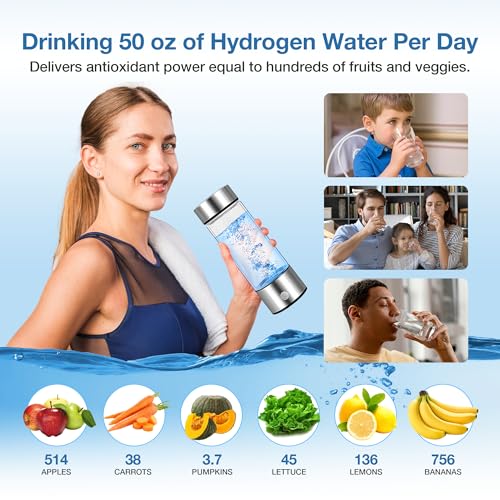 Aqua Vital Hydrogen Water Bottle 2025 Generator 16 oz/470 ml SPE-PEM Ionized H₂ Hydration Bottle USB-C Rechargeable Glass Flask with Auto Shut-Off Portable Sports & Travel Hydrogenated Water Machine - Image 4