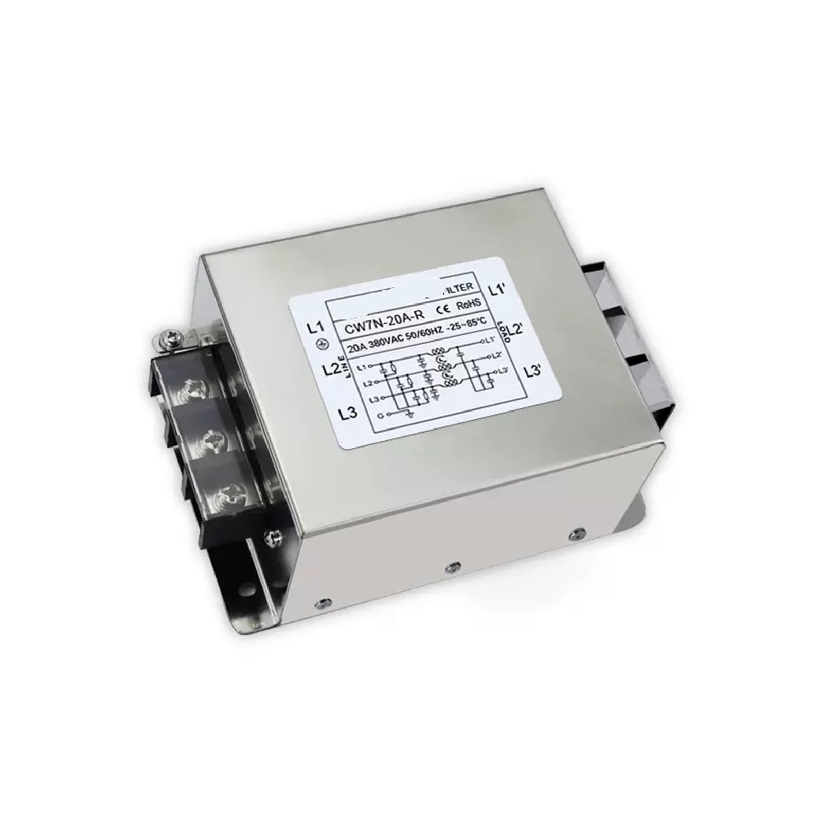 CAAUYXZW CW7N Three-Phase Three-Wire AC Terminal Block Power Filter servo Inverter Input and Output Type 380V Anti-Interference(CW7N-30A-R)