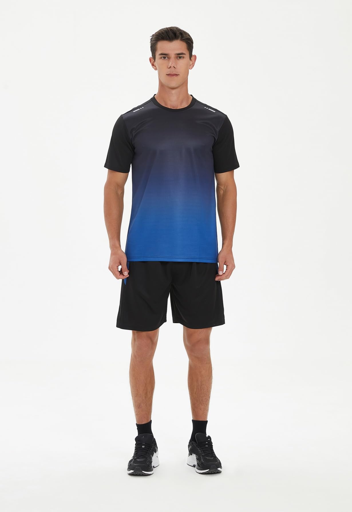 Tuta da uomo, 2 pezzi, estiva, da jogging, ad asciugatura rapida, funzionale, traspirante, per lo sport, maglietta e pantaloni corti, set comodo da uomo, per corsa, palestra