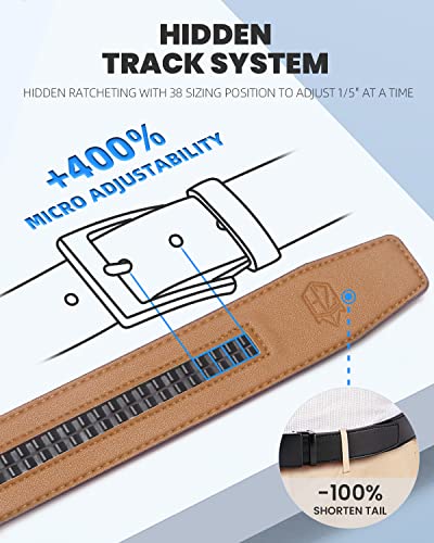 Image of Zitahli Belt Men,Leather Ratchet Belt for Men Dress Casual Every Day with Adjustable Buckle,Trim to Fit For Gift