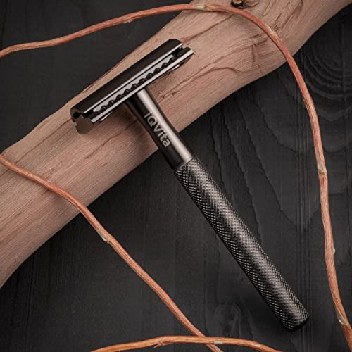 iQVita Rasierhobel - Metall - Schwarz- inkl. 10 Klingen - Safety Razor + eBook - Image 6