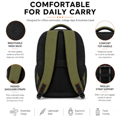 Image of CARAMBA CARRYMATE 26.5L Overnighter Laptop Backpack | Water Resistant Travel Bag with 15.6 inch Padded Laptop Sleeve, Trolley Strap & Dual Compartments for Office, Business, College Men & Women